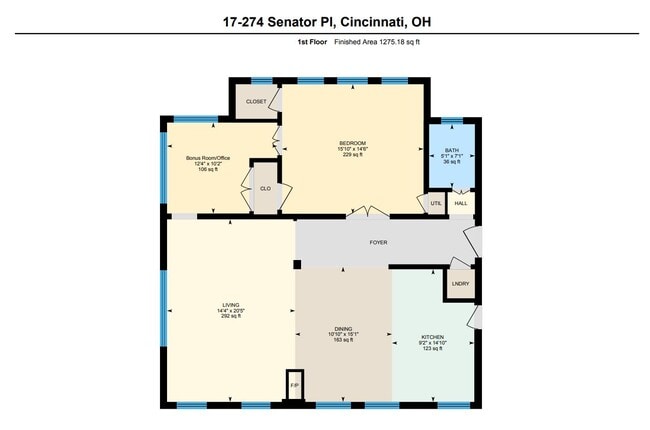 1x1 Deluxe Floorplan - Unit 17 - 274 Senator Place
