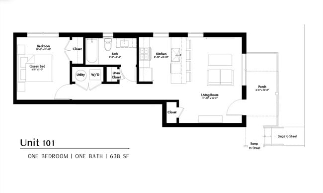 Apartment 101 Floor Plan - The Clermont