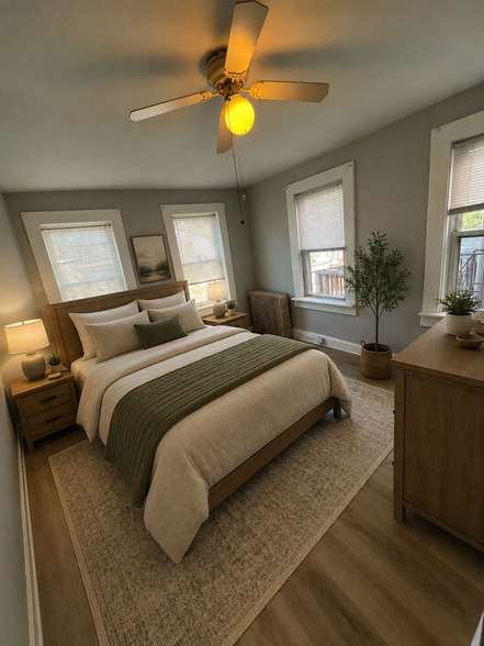 Rear Bedroom (AI Staged) - 118 S Washington St