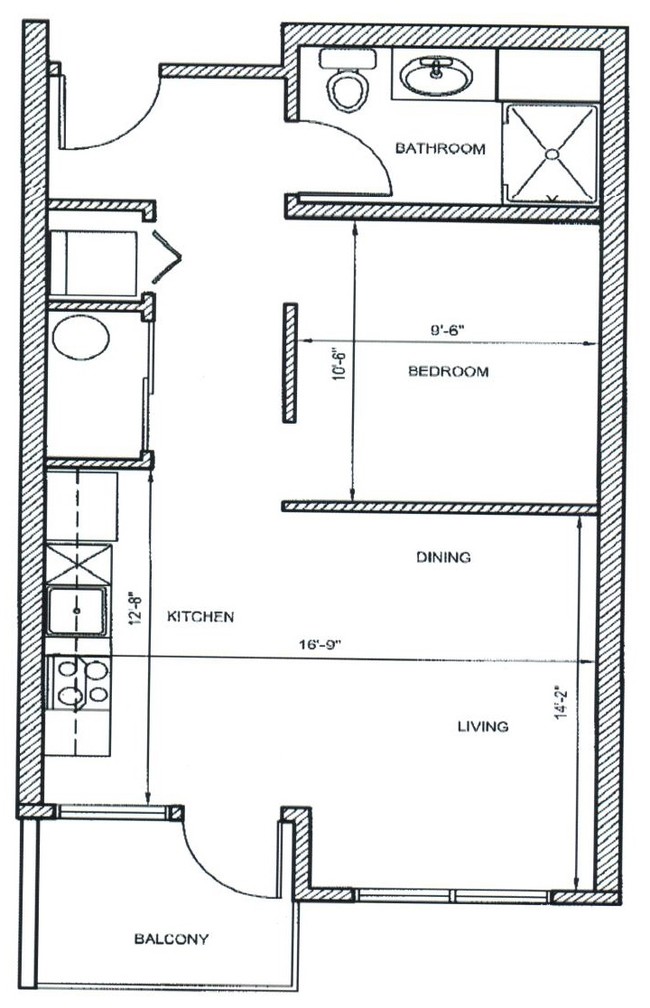 0x1B - East Facing Studio Alcove with Balcony - Moreland Crossing