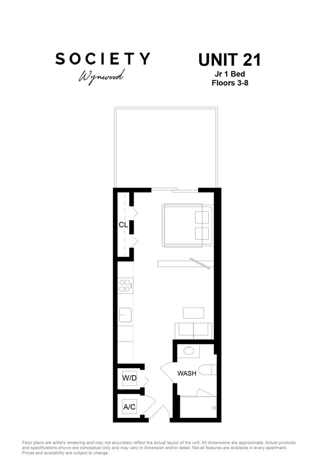 Jr 1 Bed - Unit 21 - Fl 3-8 - Society Wynwood