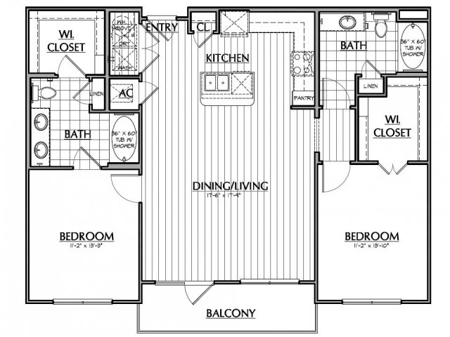 B2.1 â?? Two bedroom, two bath home with 1,191 s.f - CityVista Apartments