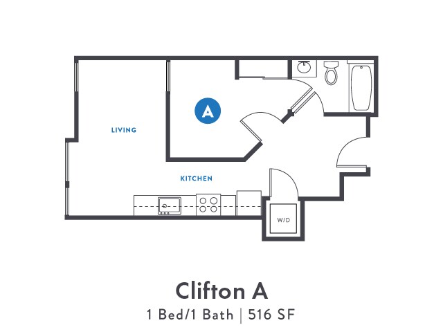Clifton A 1x1 516 SF - Block 75