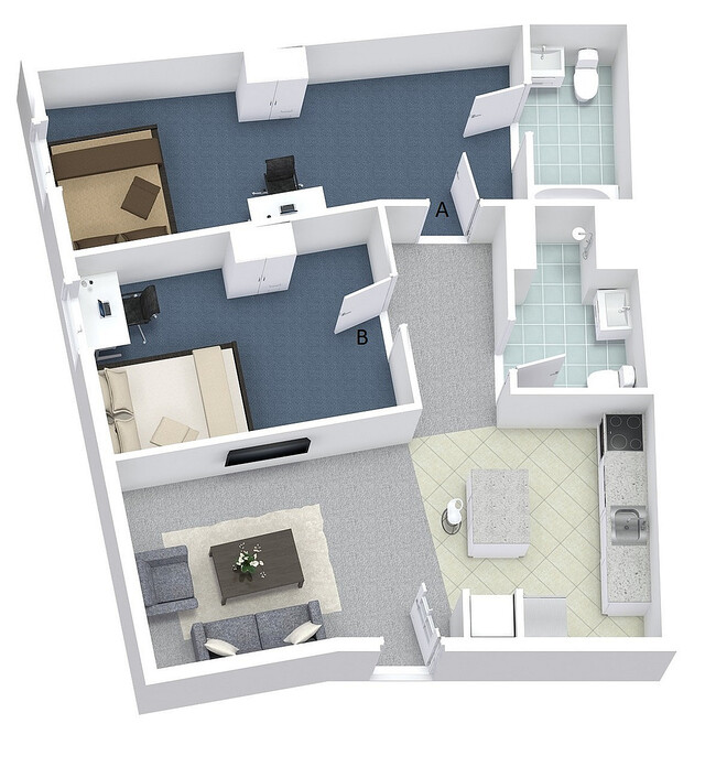 2x2 Layout K - University Lofts