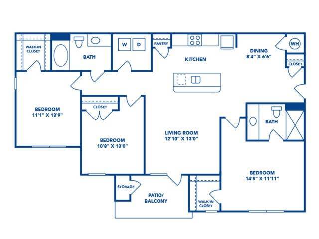 3 Bedroom | 2 Bath | 1291 SF - Garrison Station Apartments