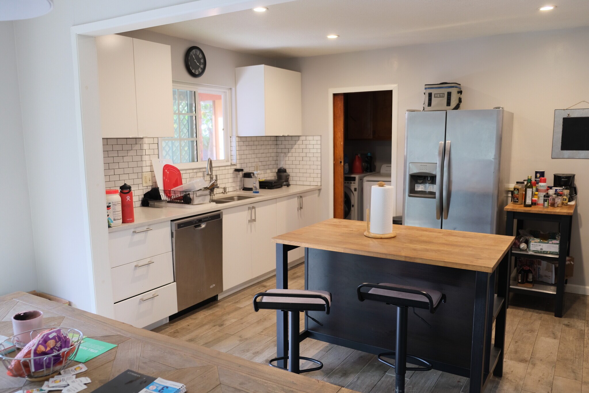 Kitchen with large refrigerator - 1243 N Alexandria Ave