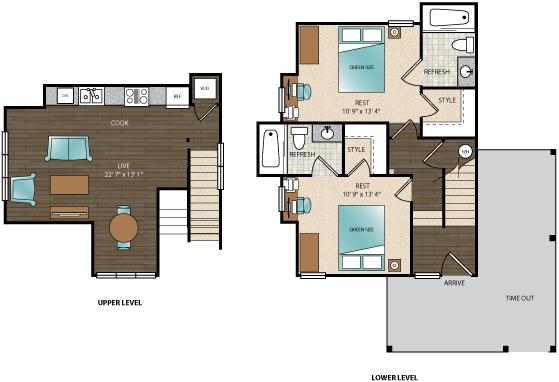 Explore this chic apartment layout designed for modern lifestyle and convenience. - Arcadia on the River