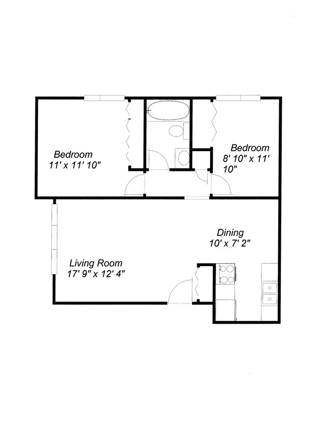 2BR/1BA - Hilltop North & South Apartments