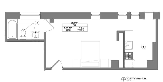 1500 Pine - Apt 206 Floor Plan - 1500 Pine