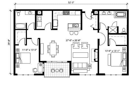 2BR/2BA - The Vaux