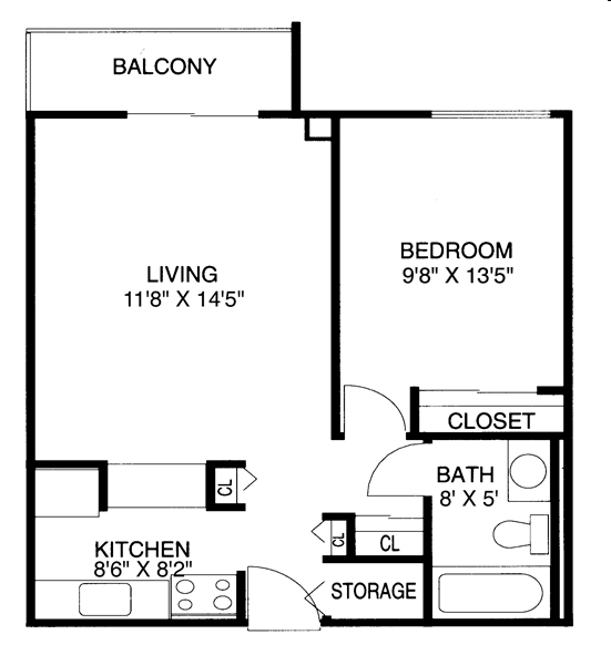 1BR/1BA - Hazelcrest Place Apartments & Townhomes