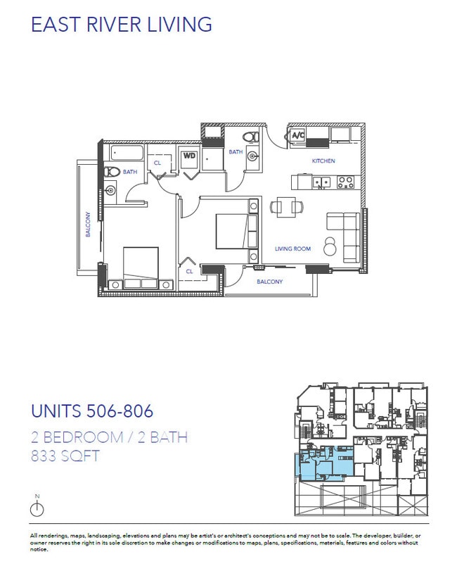 2 Bed x 2 Bth 833 SF - East River Living – Elevated in Little Havana.