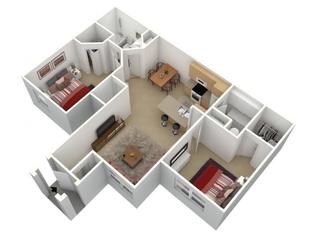 Hibiscus - Two Bedroom, One Bath,1st Floor - Walker Woods