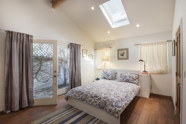 Bedroom French Doors Vaulted Ceilings Skylights - 11715 Kling St
