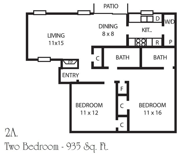 2BR/2BA- A - Countryside North Apartments