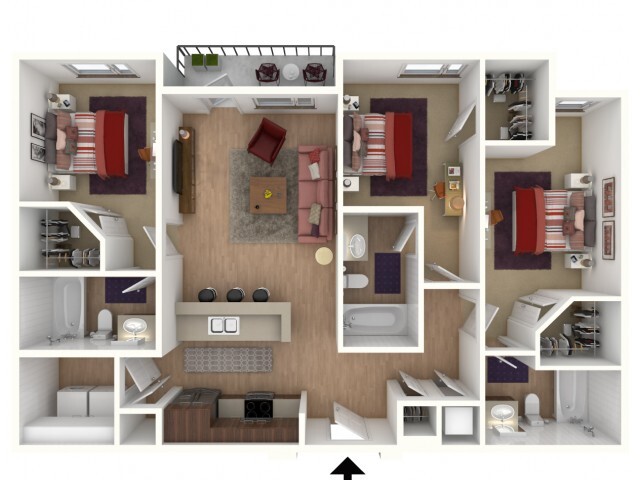 C1 - floor plan w/furniture display - Northside Apartments