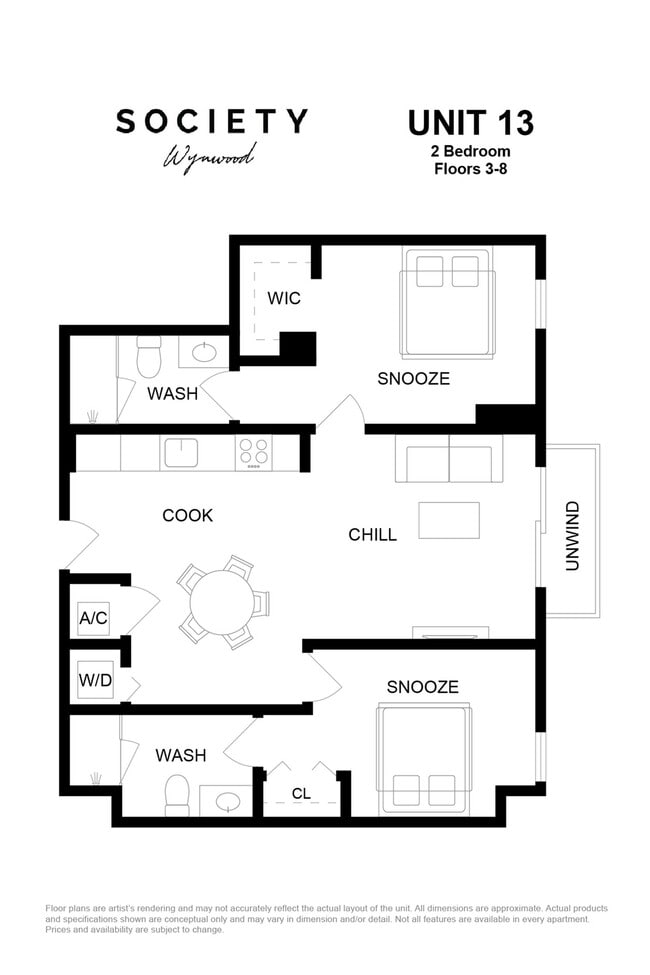 2 Bed - Unit 13 - Fl 3-8 - Society Wynwood