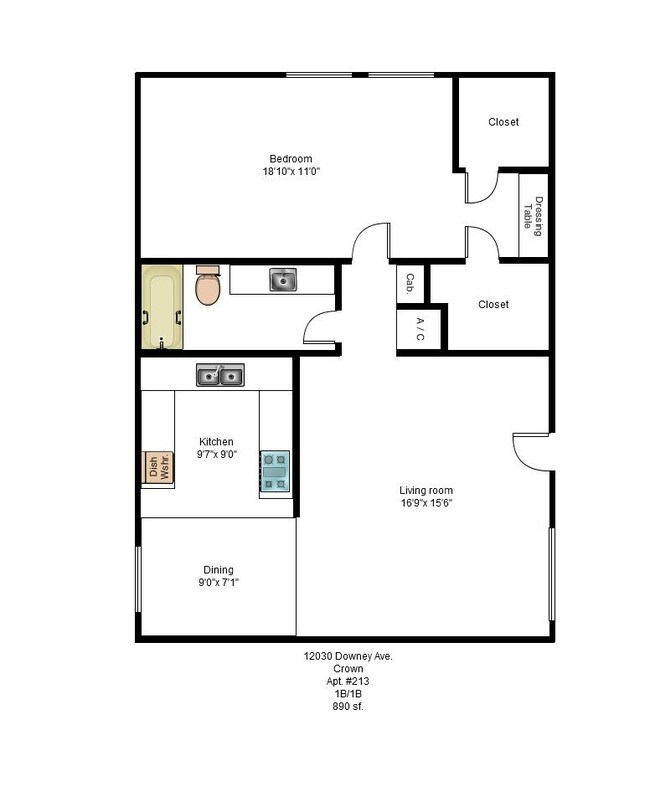 1BR/1BA - Crown Apartments