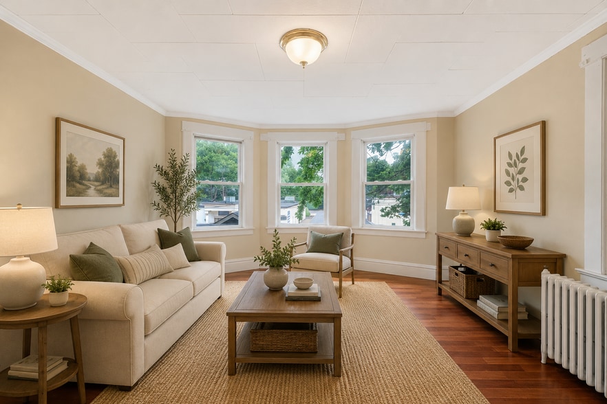 Living Room Virtually Staged - 483 New York Ave