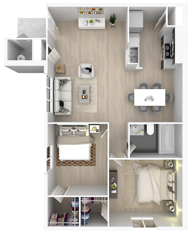 2 bedroom floor plan.png - Las Palomas Apartments
