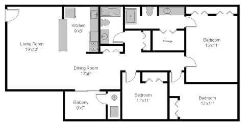 3BR 2BA - The Flats (North)