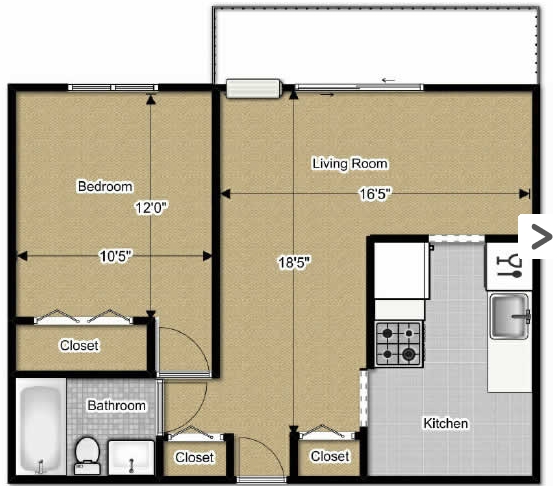 2BR/1BA - College Towers