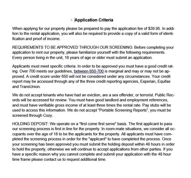 Requirements for renting - 3031 20th Avenue West