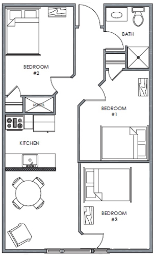 3BR/1BA - Rivers Edge Apartments