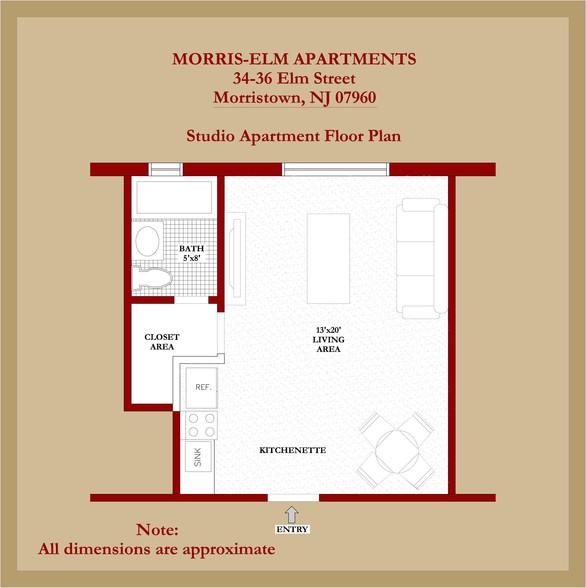 Floor Plan - Studio - Morris-Elm Apartments