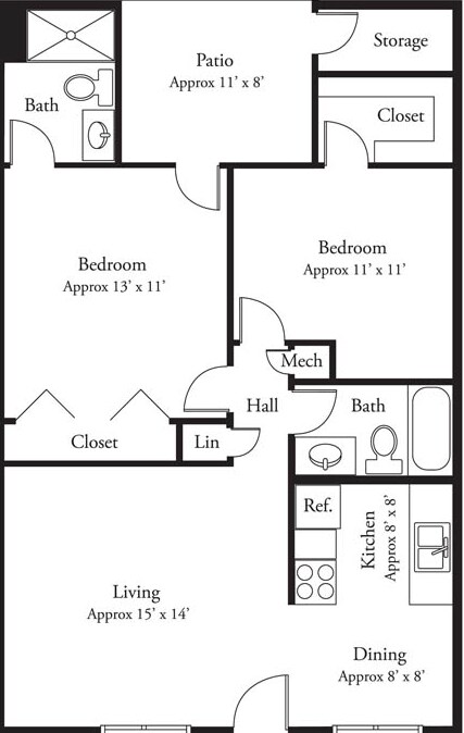 2BR/2BA - The Harlowe
