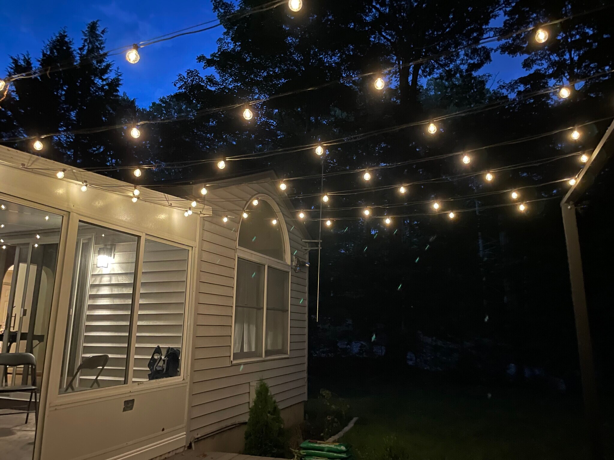 Back deck at night - 11 Frost Brook Ln