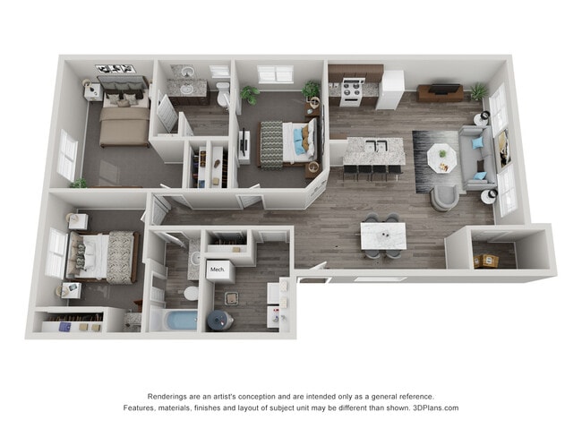 Three Bedroom Two Bath 2nd Floor - Elizabeth Estates