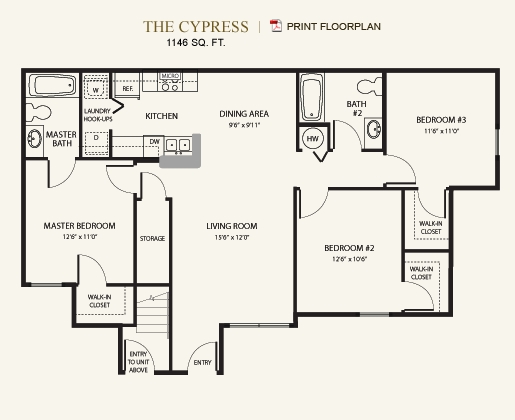 3BR/2BA - Brook Haven Apartments