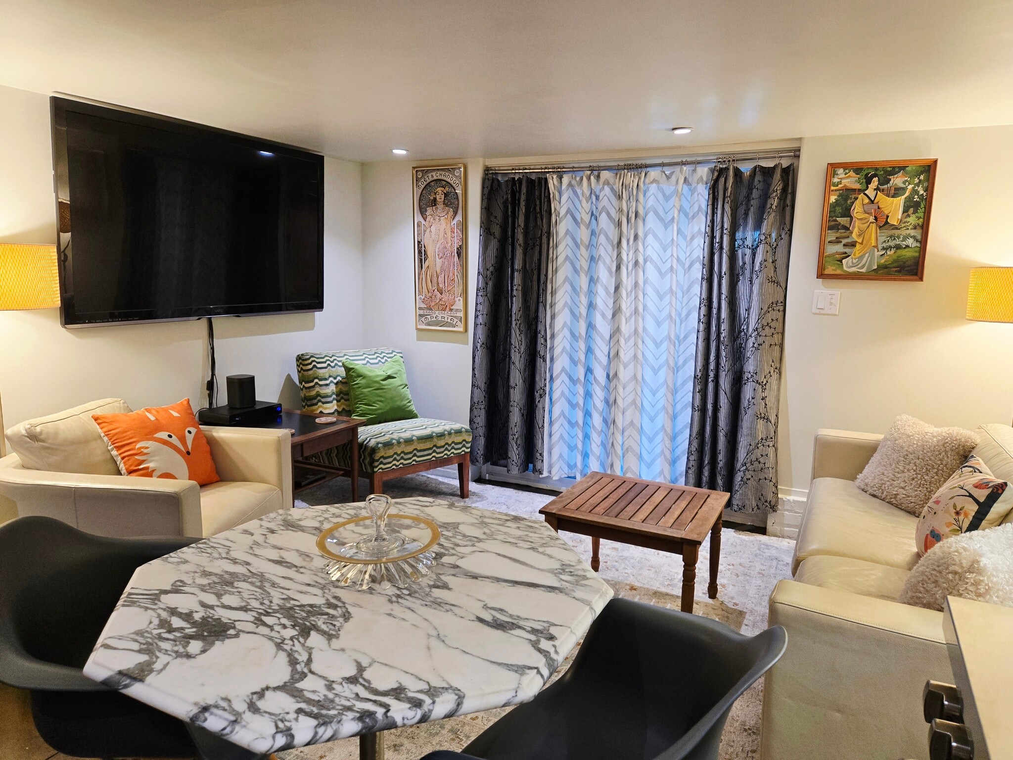 Living Room with Dine In Kitchen, 60" TV with Premium Cable, SONOS Speaker - 130 S Cortez St