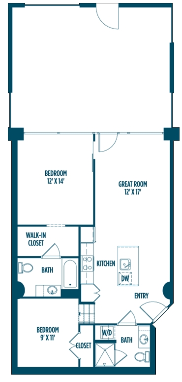 2BR/2BA 2A 930 sqft - Foundry Lofts