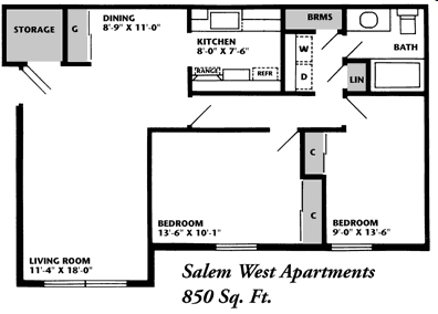 2BR/1BA - Salem West Apartments