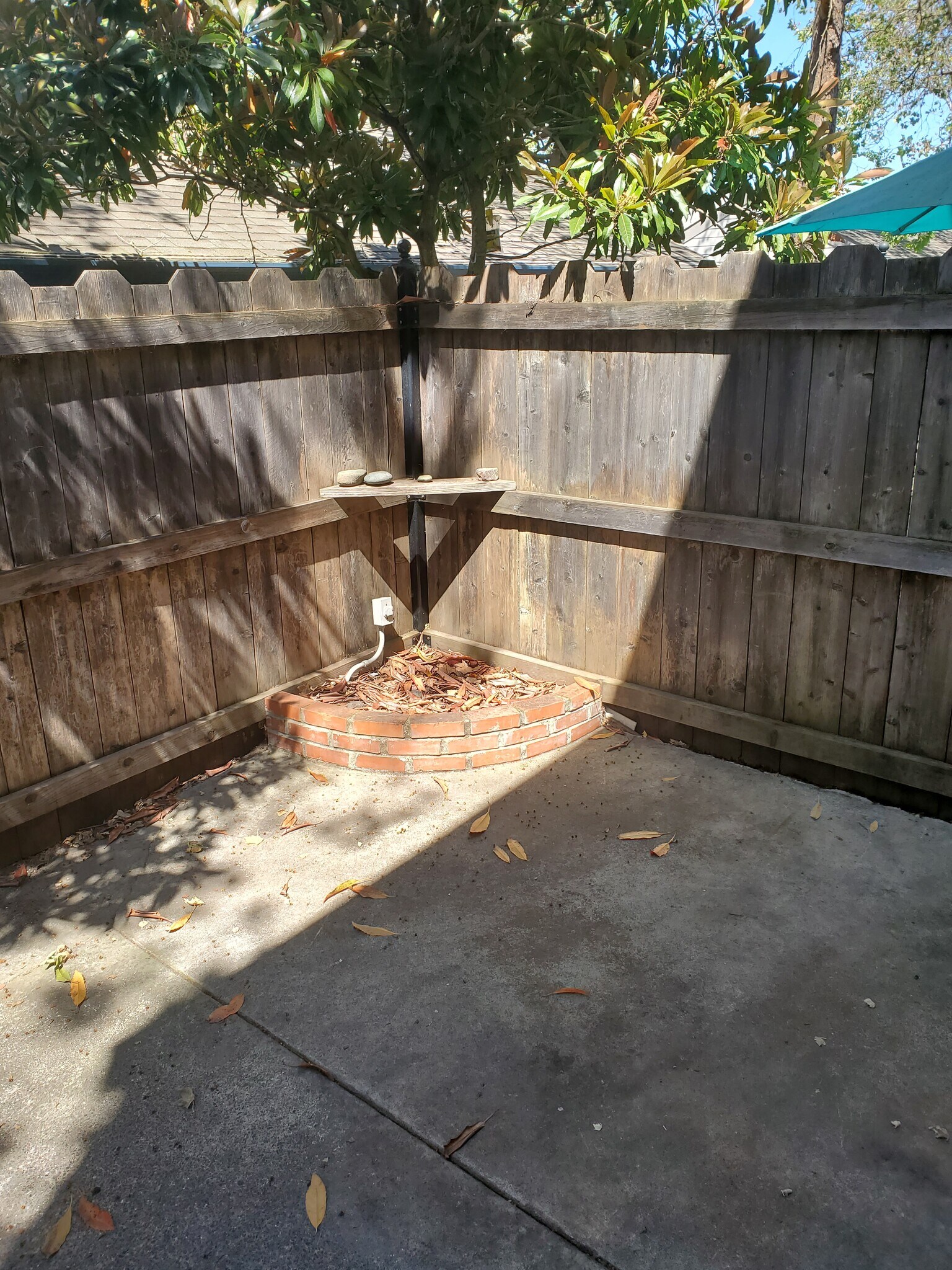 Patio is nicely shaded with trees. - 1710 Oldfield Way