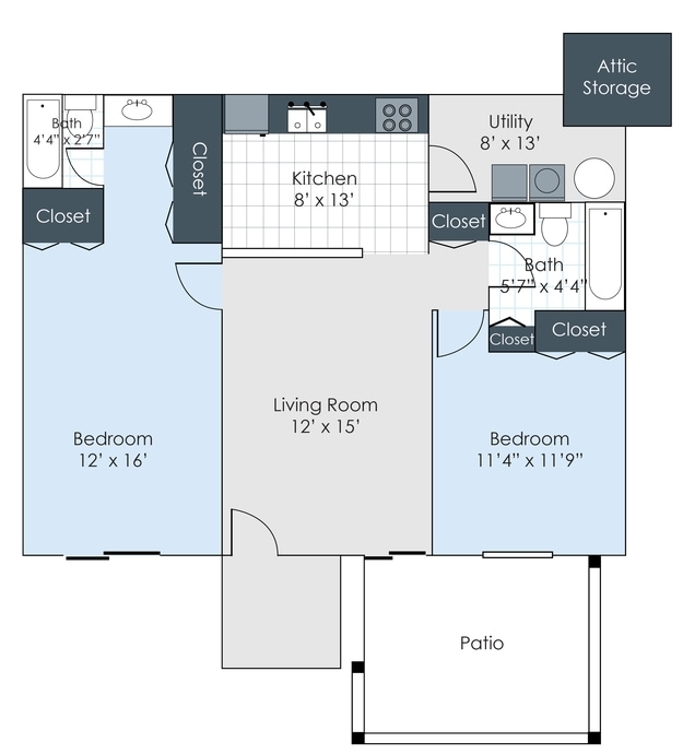 2BR/2BA - Clearview