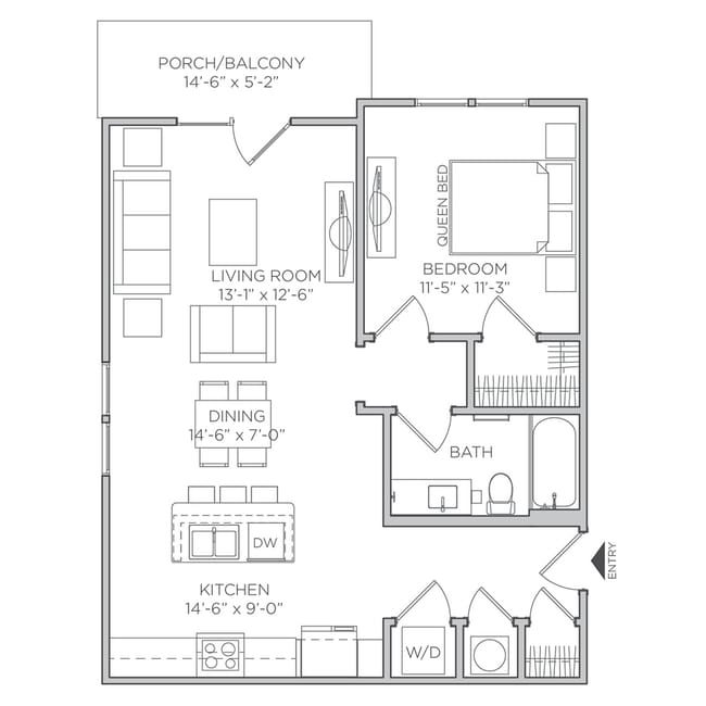 1 Bed 1 Bath A – 737 Sq. Ft. - Aldon at Keys Crossing