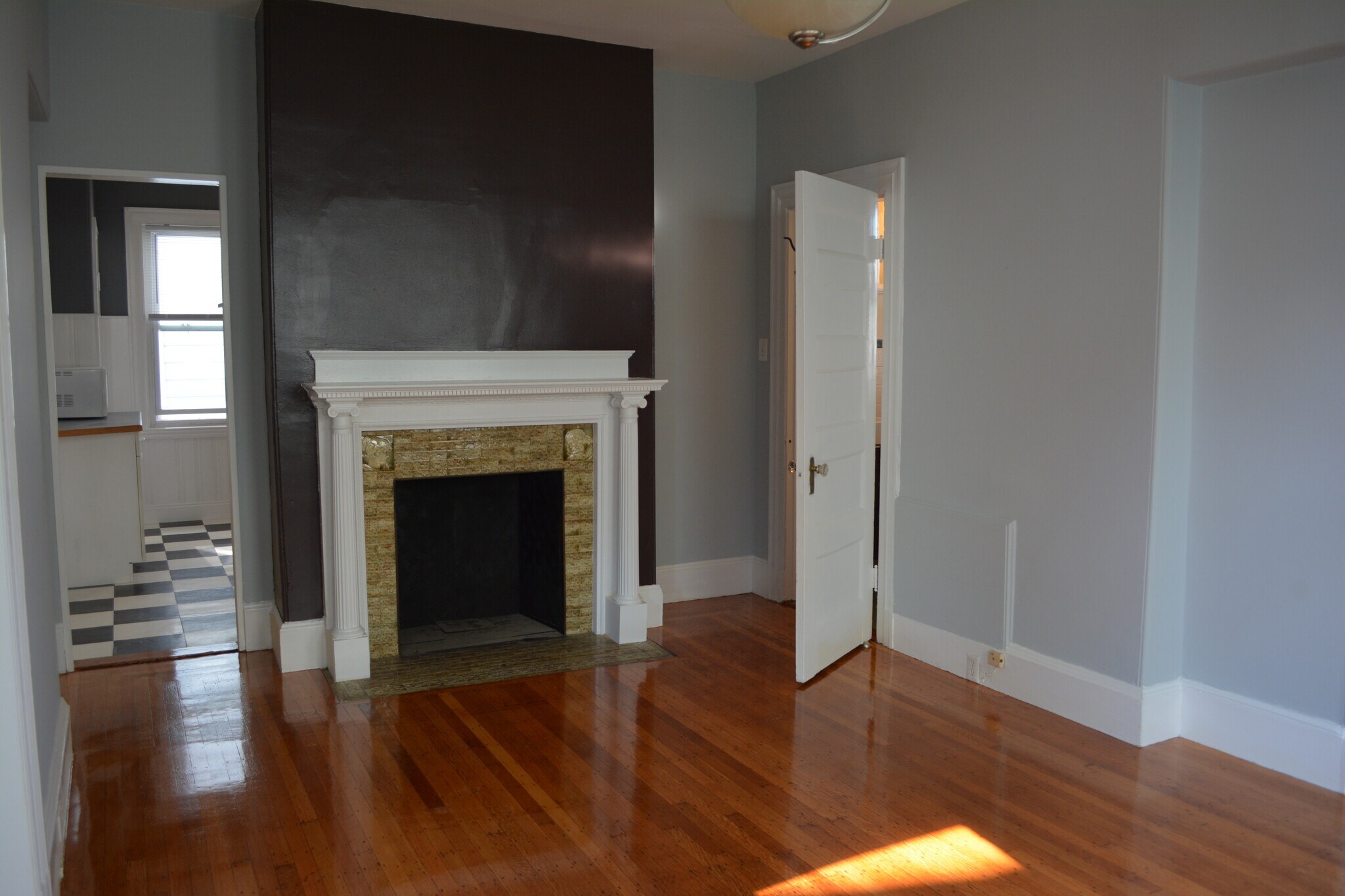 Living/Dining Room with fireplace. (Door leads to adjacent bathroom). - 23 Congreve St