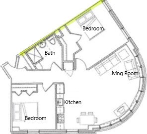 2 Bedroom 1 Bathroom 02 Floorplan - 5 Points