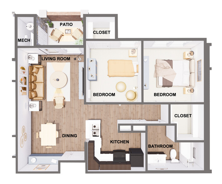 Two Bed / One Bath - Arbors at Creekside Apartments