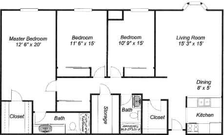 3BR/2BA - Cherry Ridge Apartments