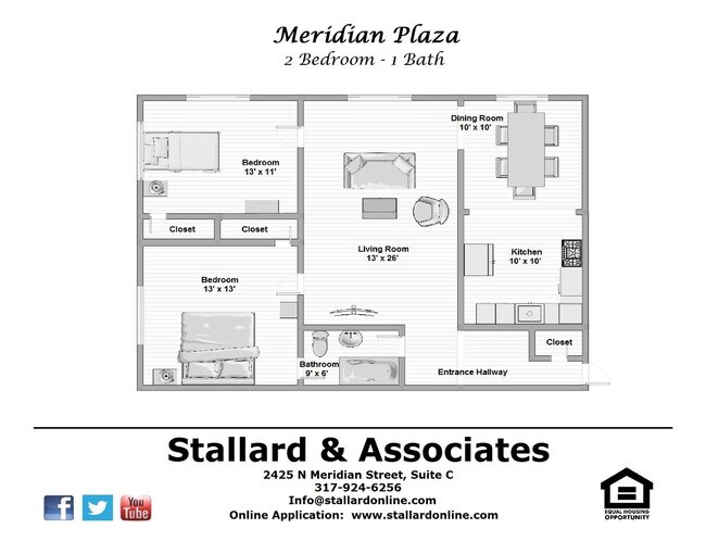 Floorplan - 1 & 2 Bedroom Apartments in Downtown Indianapolis - Meridian Plaza Awaits You!