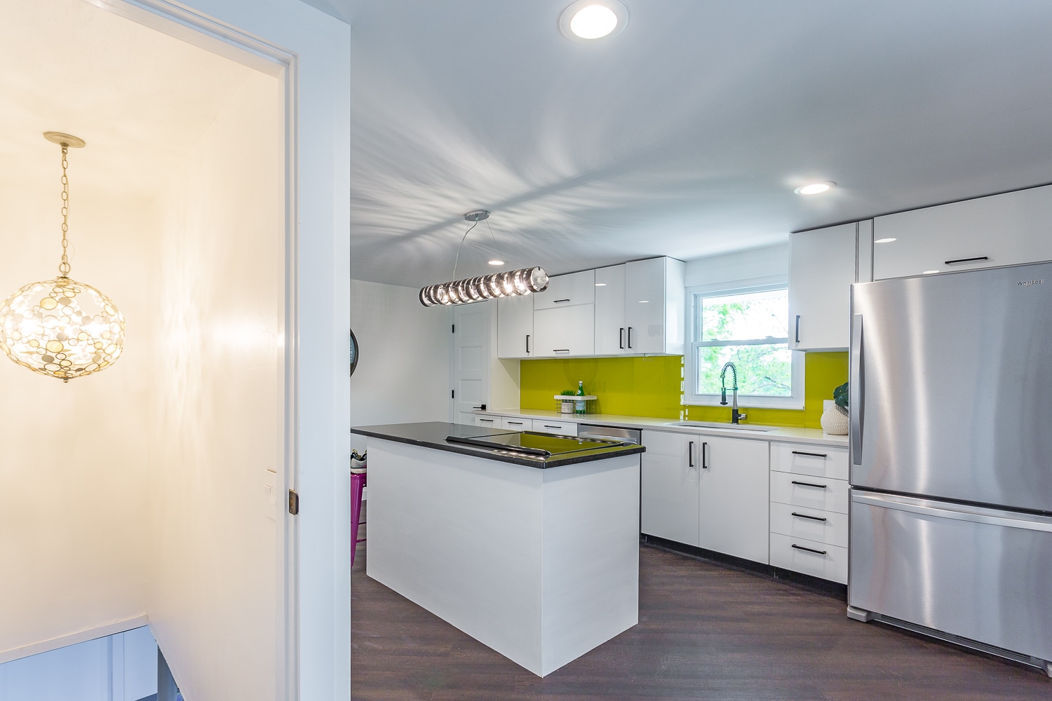 kitchen from dining room; also shows rec room stairway - 8011 Shallowford Rd