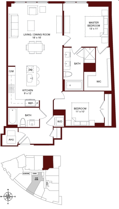 2BR/2BA - The Darcy