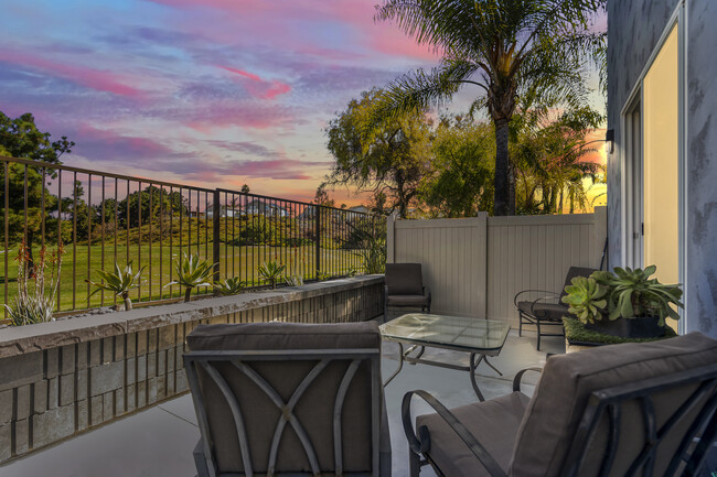 Patio with view of Enagic Golf Club - 1051 Waterville Lake Rd