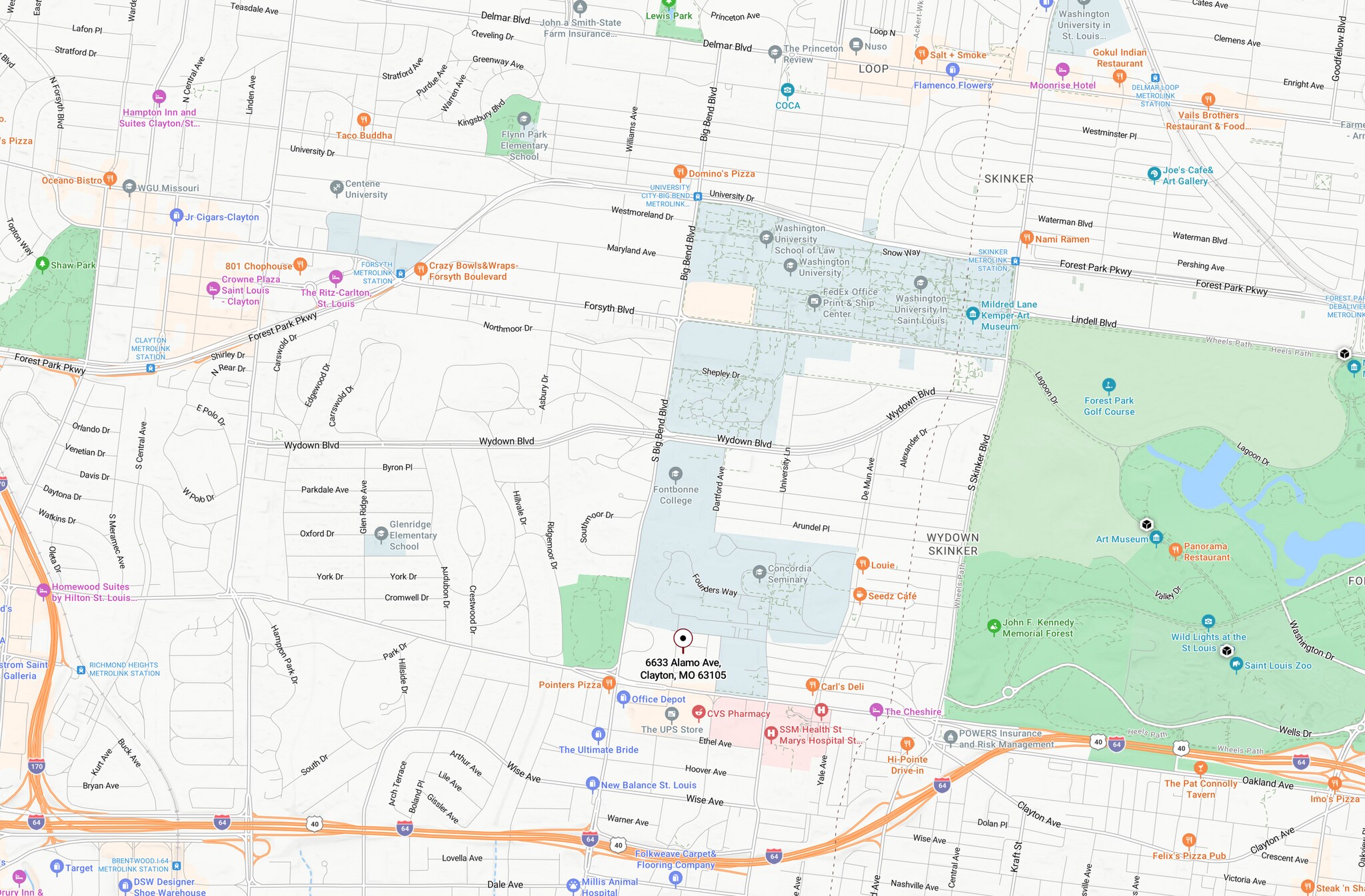 overhead pic of area showing nightlife - 6633 Alamo Avenue