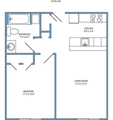 1-Bed, 1-Bath Standard - Hartford Residential - 210 N. 4th