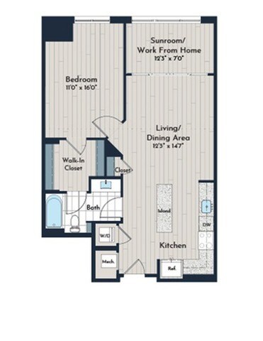 1BS-6m Floor Plan - Meridian 2250 at Eisenhower Station